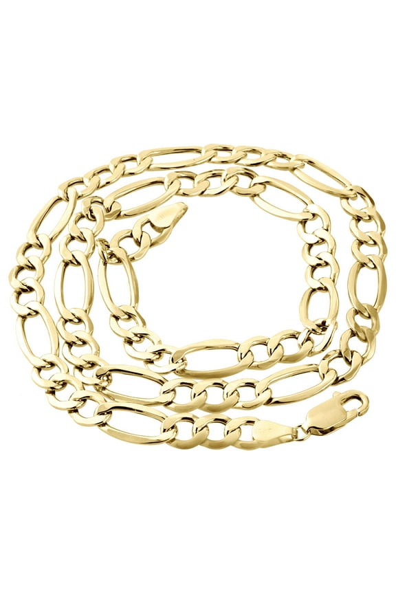 Mens Real 10K Yellow Gold Figaro Chain 6.30mm Necklace High Polished 26 Inches