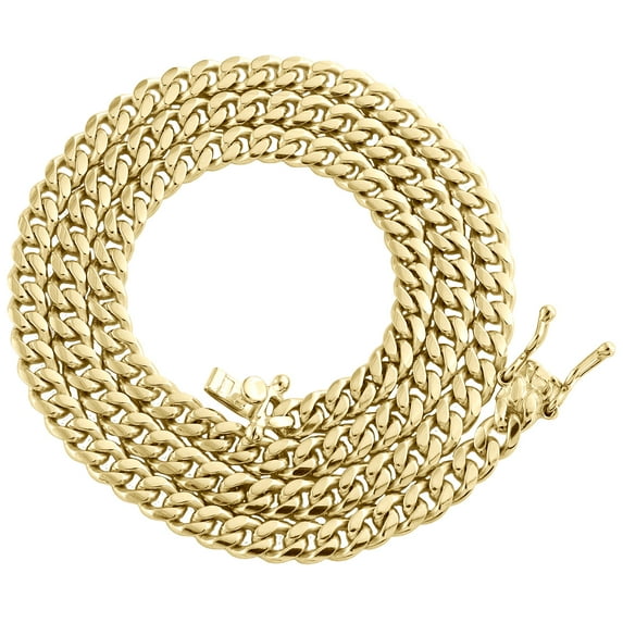 Mens Real 10K Yellow Gold Super Solid Miami Cuban Link Chain 4mm Necklace 20"
