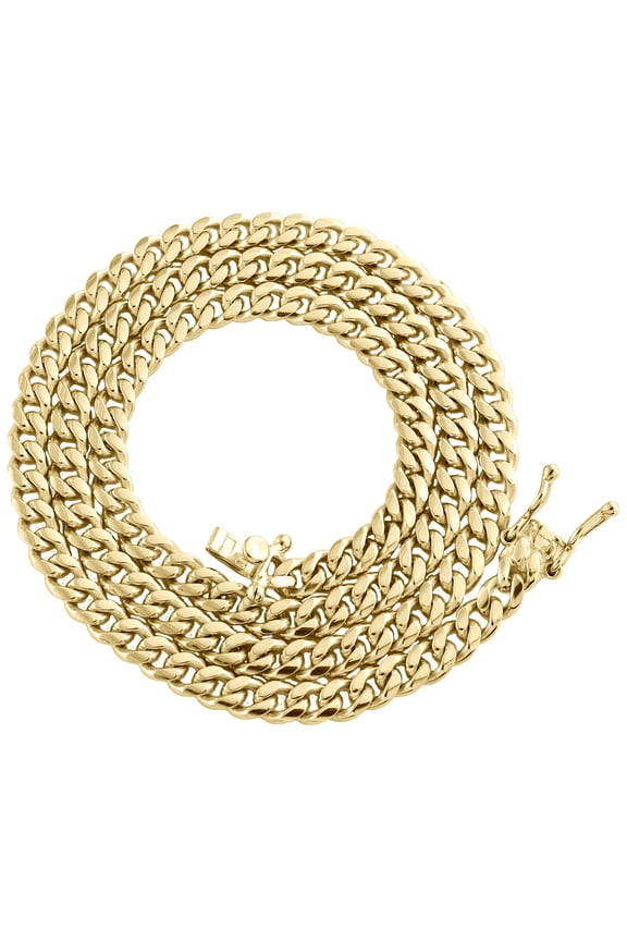 Mens Real 10K Yellow Gold Super Solid Miami Cuban Link Chain 4mm Necklace 24"