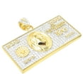 thumbnail image 1 of Mens Real Yellow Gold Sterling Silver 100 Dollar Bill Cash Custom Pendant Charm, 1 of 4