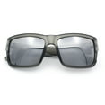 thumbnail image 1 of Mens Rectangle 90s Thick Horn Rim Skater Sport Plastic Sunglasses Grey - Silver Mirror, 1 of 8