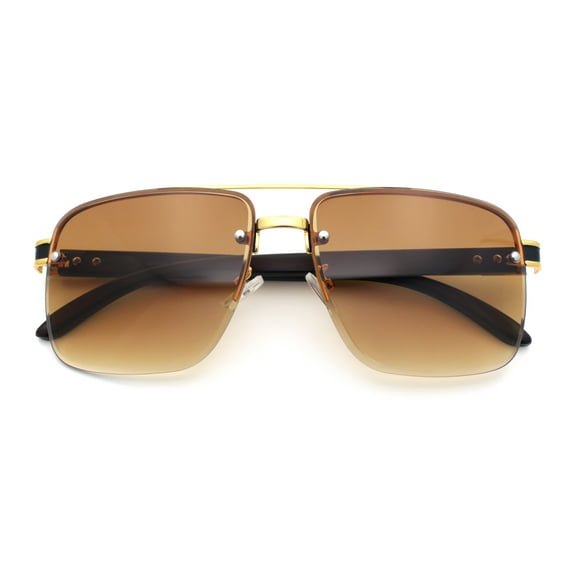 SA106 Thick Men's Wood-Grain Rectangular Fashion Sunglasses, Gold Brown, 1-Piece