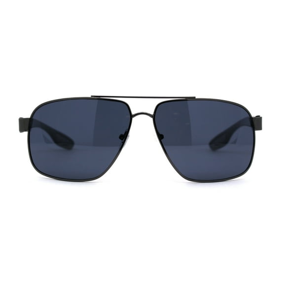 Mens Rectangle Mirrored Lens Officer Racer Sunglasses Gunmetal Black