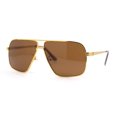 thumbnail image 1 of Mens Rectangular Metal Rim Officer Gentlemanly Racer Sunglasses Yellow Gold - Solid Brown, 1 of 4