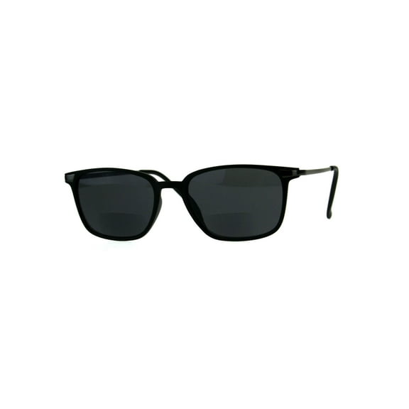 Mens Rectangular Plastic Bifocal Reading Lens Sunreader Sunglasses Matte Black 1.75