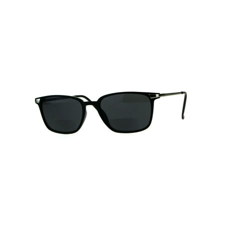 Mens Rectangular Plastic Bifocal Reading Lens Sunreader Sunglasses Shiny Black 1.0