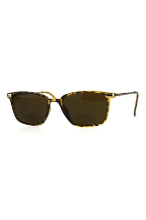 Mens Rectangular Plastic Bifocal Reading Lens Sunreader Sunglasses Shiny Tortoise 1.5