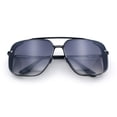 thumbnail image 1 of Mens Rectangular Rimless Racer Perforated Side Visor Metal Sunglasses Black - Smoke, 1 of 8