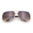 thumbnail image 1 of Mens Rectangular Rimless Racer Perforated Side Visor Metal Sunglasses Gold - Gradient Brown, 1 of 8