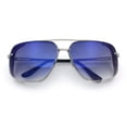thumbnail image 1 of Mens Rectangular Rimless Racer Perforated Side Visor Metal Sunglasses Silver - Blue Mirror, 1 of 8