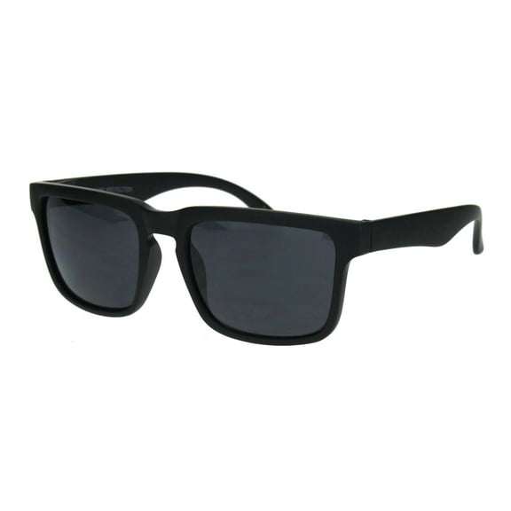 Mens Rectangular Sport Keyhole Classic 90s Sunglasses All Black