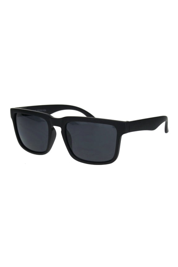 Mens Rectangular Sport Keyhole Classic 90s Sunglasses All Black