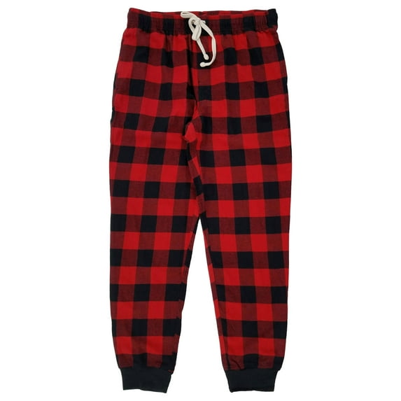Mens Red & Black Buffalo Plaid Flannel Jogger Sleep Pants Pajama Bottoms M
