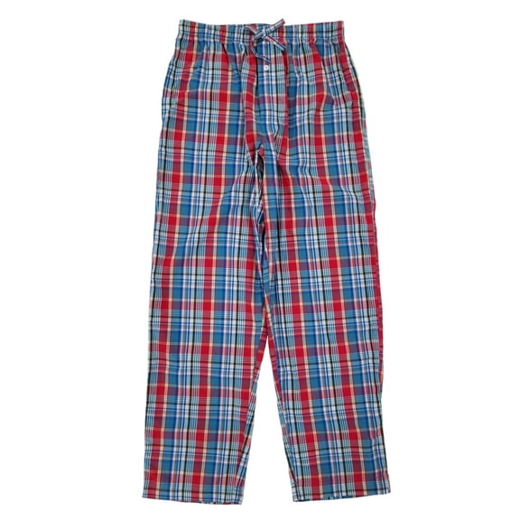 Mens Red Blue Madras Plaid Woven Lounge Pants Sleep Pants Pajama Bottoms S