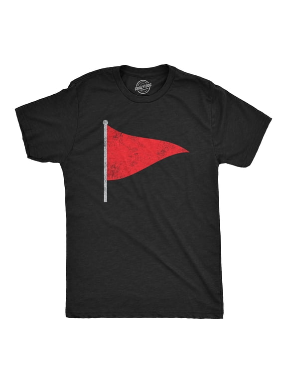 Mens Red Flag T Shirt Funny Sarcastic Warning Sign Tee for Guys Graphic Tees