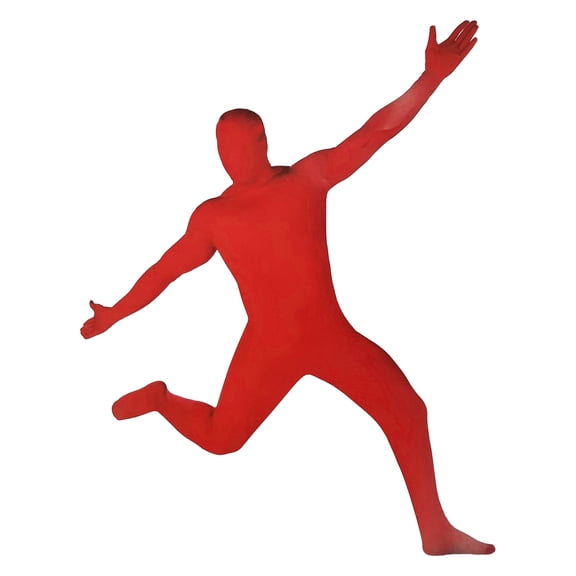 Mens Red Hooded Full Body Stretch Jumpsuit Costume Bodysuit Large