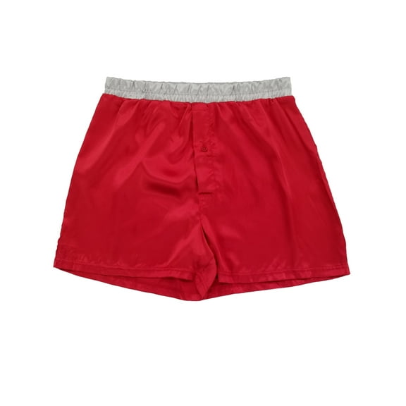 Mens Red Lamé Christmas Present Satin Novelty Underwear Boxer Shorts