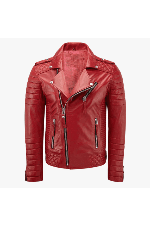 Mens Red Leather Jacket Quilted Stylish Party Wear Jacket Christmas Gift For Him