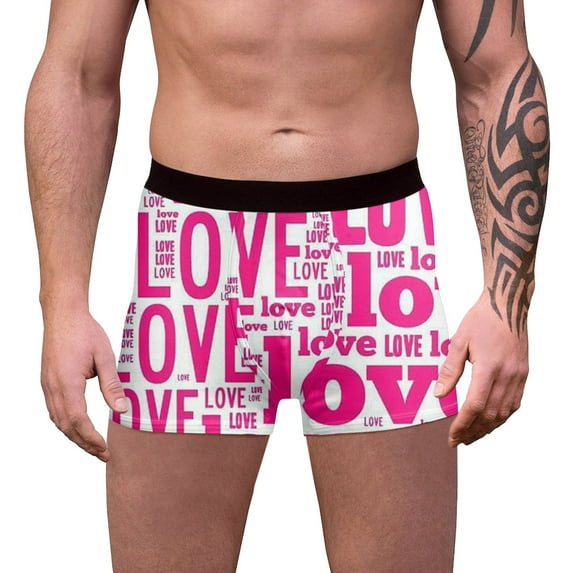 Mens Red Lip Boxers Funny Novelty Underwear Valentine's Day Comfort Breathable Soft Underpants Pink XXL