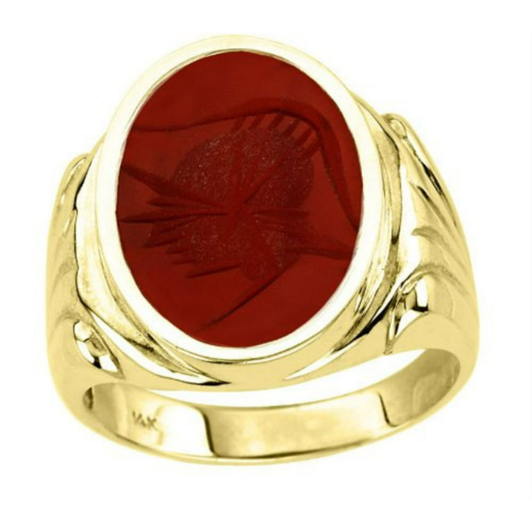 Mens Red Quartz Intaglio Ring 14K Yellow Gold Walmart