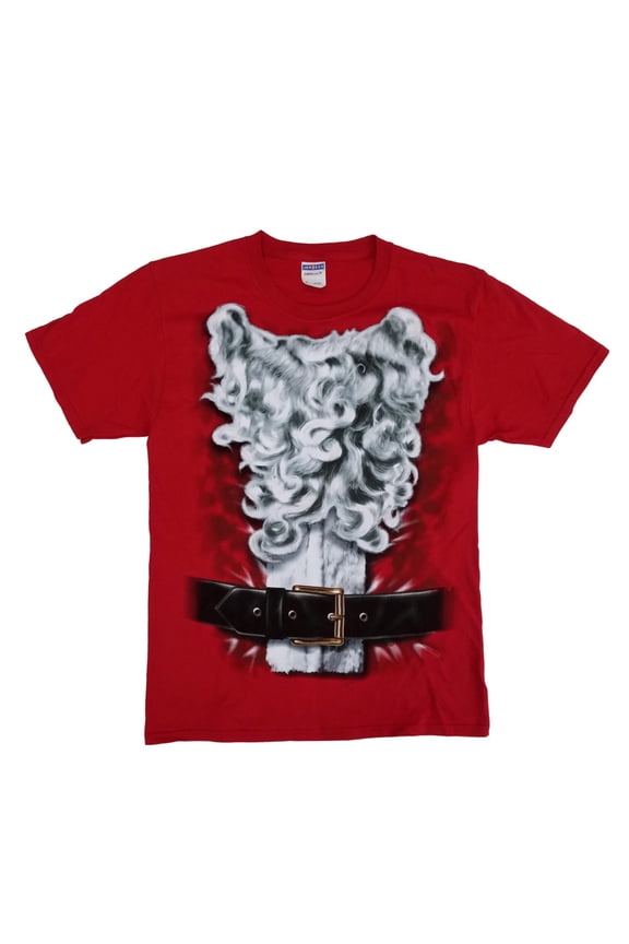 Mens Red Santa Claus Beard Costume Tee Christmas Holiday T-Shirt