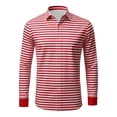 thumbnail image 1 of Mens Red Striped Shirts Slim Fit Button Down Long Sleeve Fall Spring Casual Shirts Red L, 1 of 2