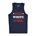thumbnail image 1 of Mens Red White and BBQ Fitness Tank Funny Patriotic Barbecue Text Shirt for Guys, 1 of 8
