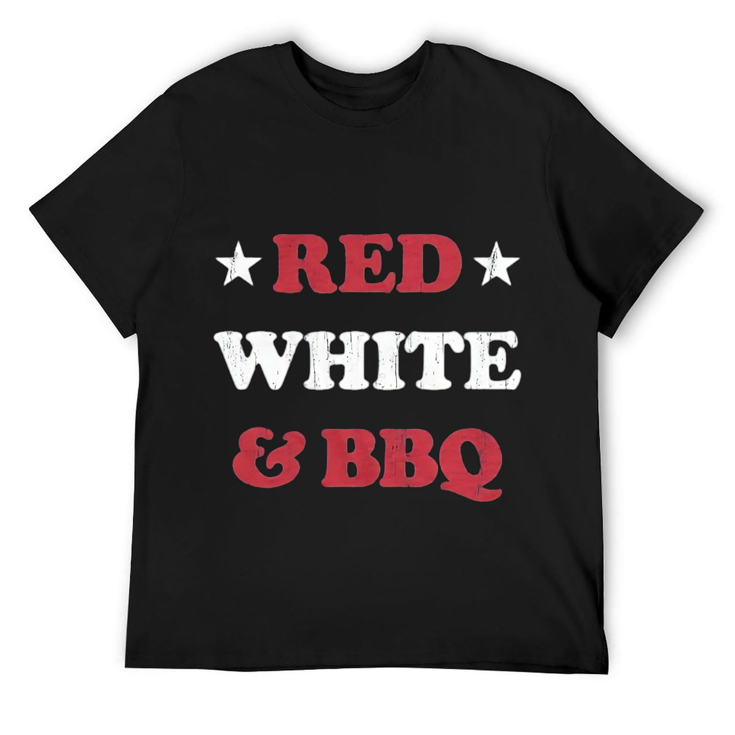 Mens Red White and BBQ T Shirt Funny Patriotic Barbecue Text Tee for ...