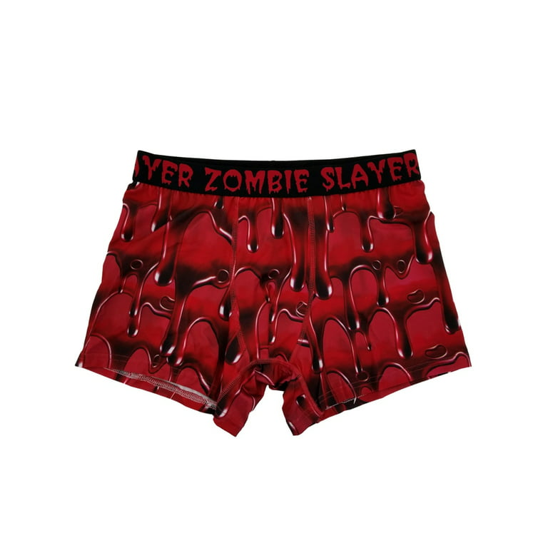 Mens Red Zombie Slayer Bloody Graphic Halloween Boxer Briefs X-Large