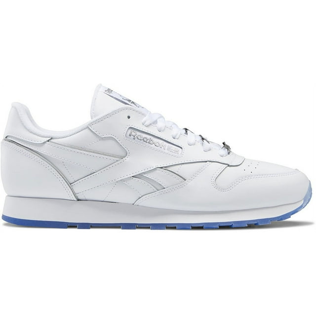 Mens Reebok CL LTHR Shoe Size: 13 Footware White - Matte Silver ...