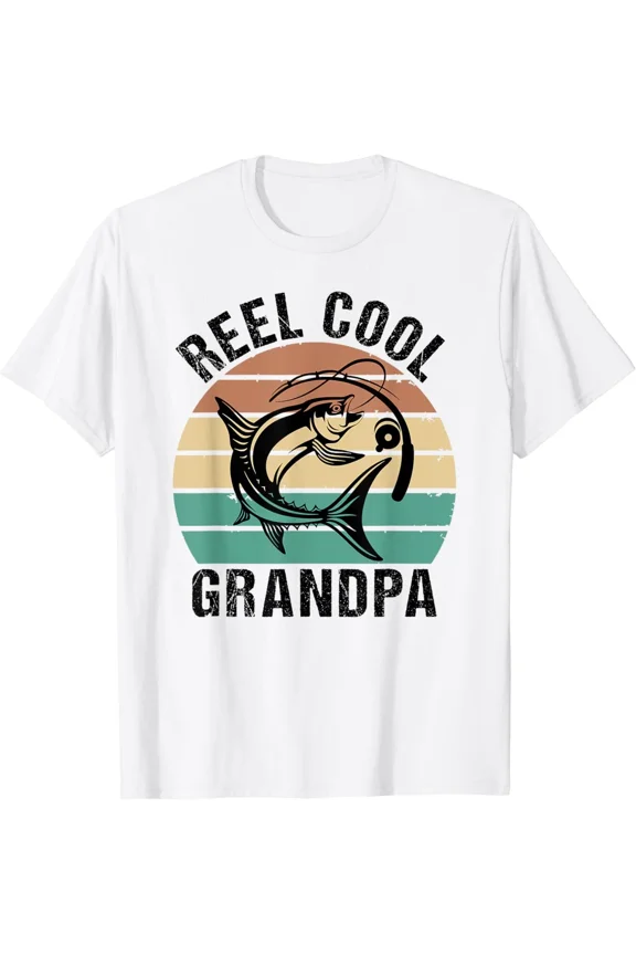Mens Reel Cool Grandpa Funny Fishing Father Day Papa Grandfather Gift Unisex T-Shirt ,up to size 5XL