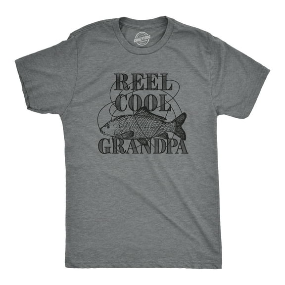 Mens Reel Cool Grandpa T shirt Funny Graphic Novelty Fishing Tee for Fathers Day Graphic Tees