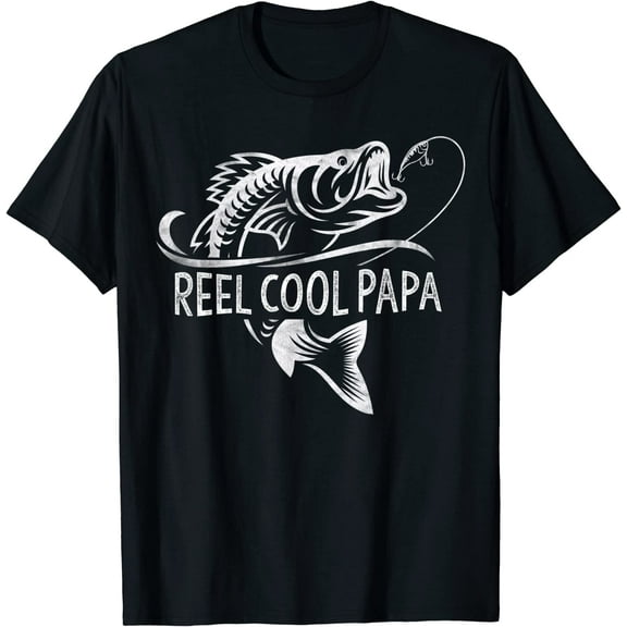 Mens Reel Cool Papa Fishing Dad Gifts Father's Day Fisherman Fish T-Shirt