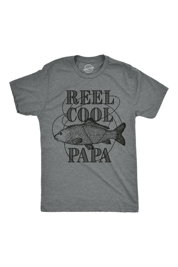 Mens Reel Cool Papa T shirt Funny Fathers Day Fishing Gift for Grandpa Graphic Tees