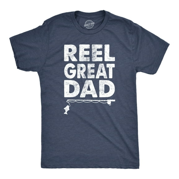 Mens Reel Great Dad T shirt Funny Fathers Day Fishing Tee Gift for Fisherman Graphic Tees