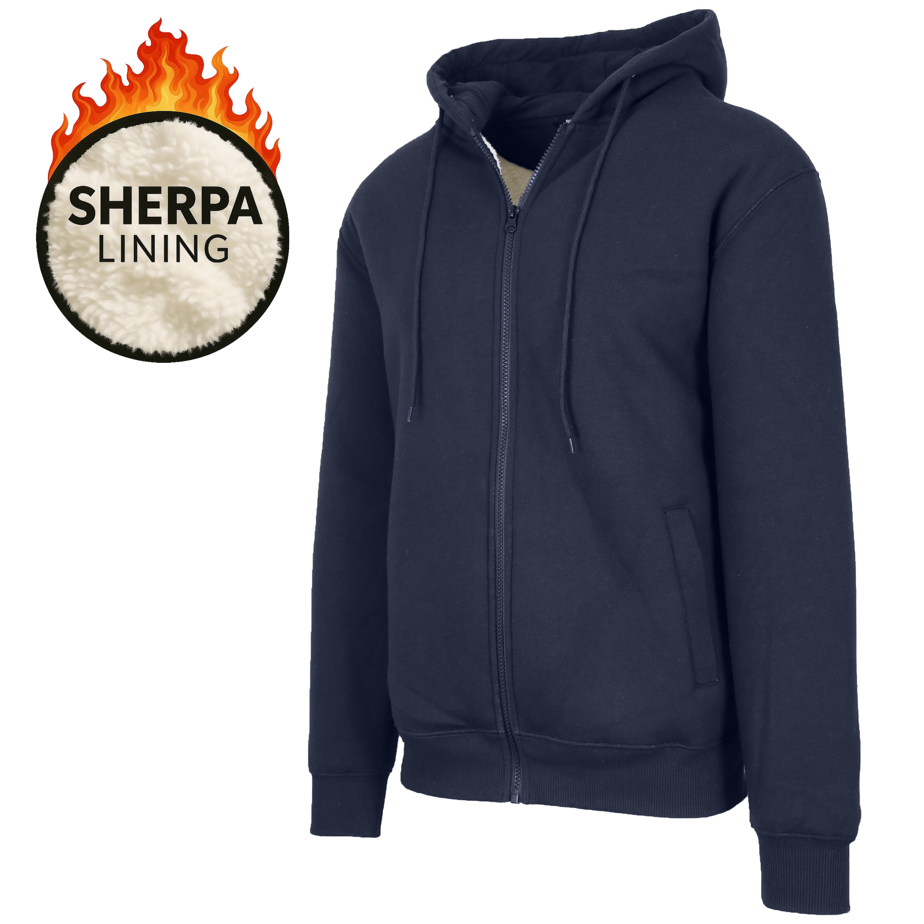 Mens Regular Fit Heavyweight Sherpa Fleece Lined Hoodie (S-3XL)