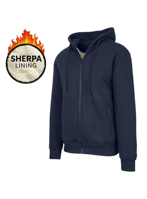 Mens Regular Fit Heavyweight Sherpa Fleece Lined Hoodie (S-3XL)