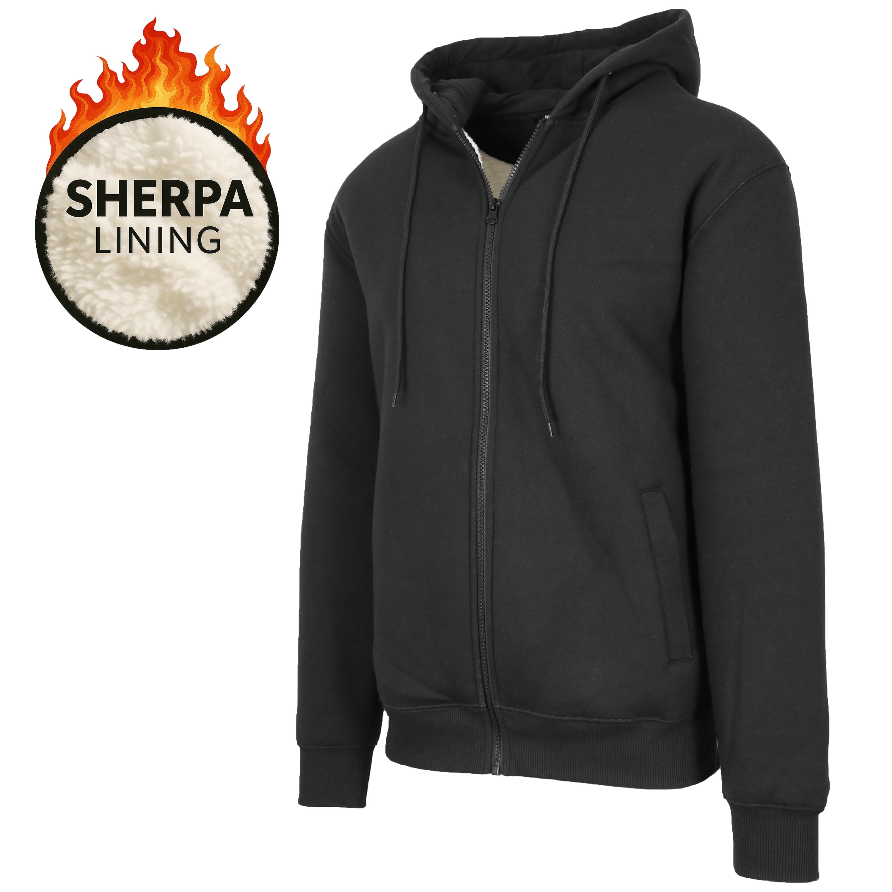 Walmart exclusive discounts  Mens Regular Fit Heavyweight Sherpa Fleece Lined Hoodie (S-3XL)
