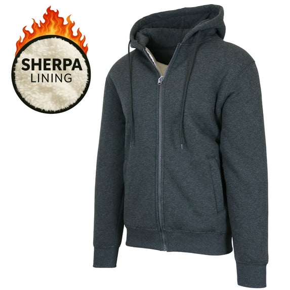 Mens Regular Fit Heavyweight Sherpa Fleece Lined Hoodie (S-3XL)
