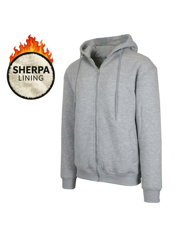 Mens Regular Fit Heavyweight Sherpa Fleece Lined Hoodie (S-3XL)