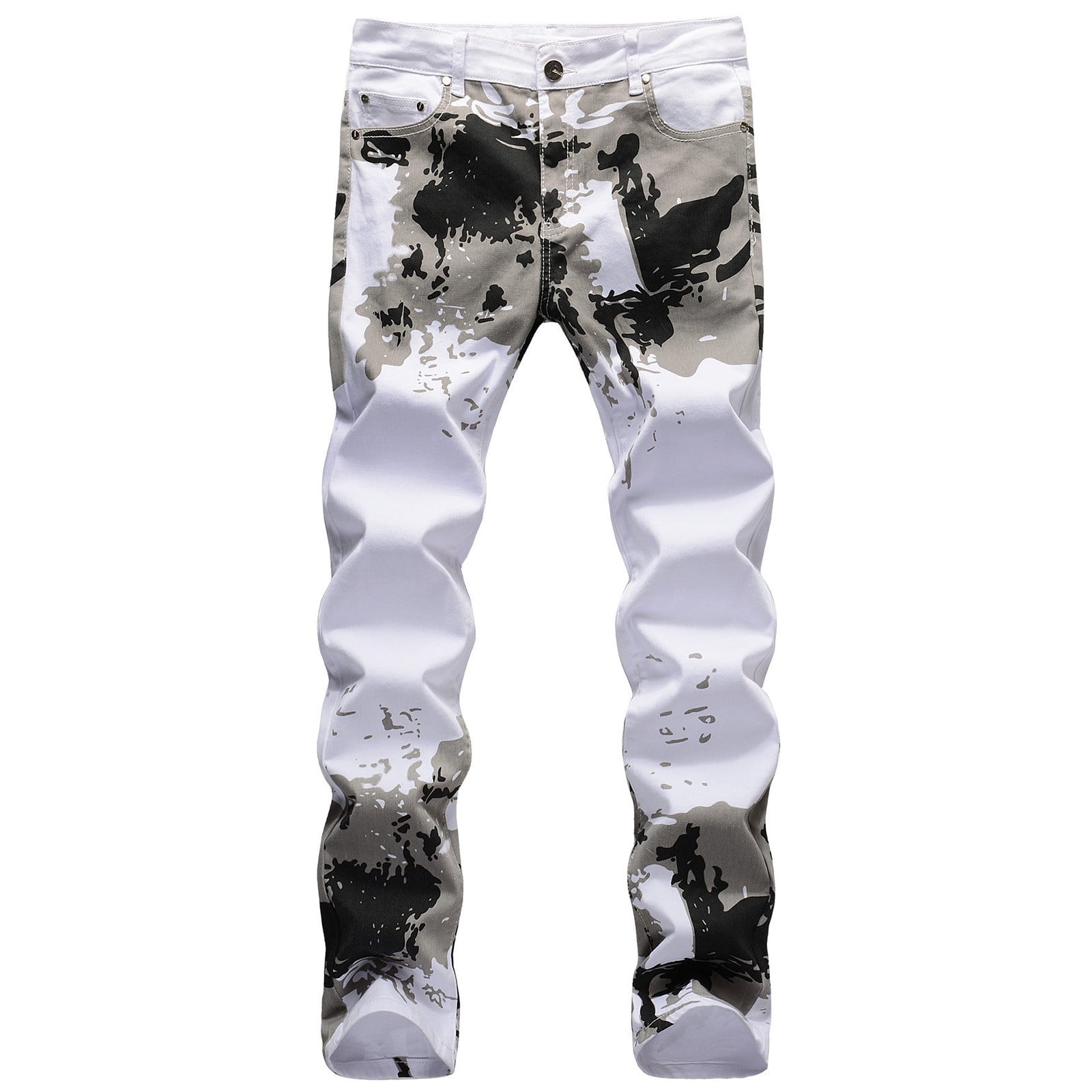 3D Painted Graffiti Printed Jeans Men's Hip Hop Pants , Punk