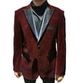 thumbnail image 1 of Mens Regular Fit Two Button Velvet Blazer Dinner Jacket Peak Lapel Stylish Party Sports Coat | Royal Navy Red Burgundy Purple Green Black, 1 of 1