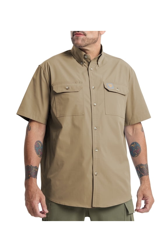 Mens Regular Fit Work Utility Shirt Midweight with Two Chest Pockets Wrinkle-Resistant Industrial Work Wear