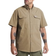 Mens Regular Fit Work Utility Shirt Midweight with Two Chest Pockets Wrinkle-Resistant Industrial Work Wear
