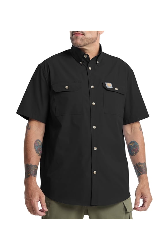 Mens Regular Fit Work Utility Shirt Midweight with Two Chest Pockets Wrinkle-Resistant Industrial Work Wear