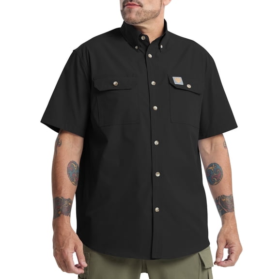 Mens Regular Fit Work Utility Shirt Midweight with Two Chest Pockets Wrinkle-Resistant Industrial Work Wear