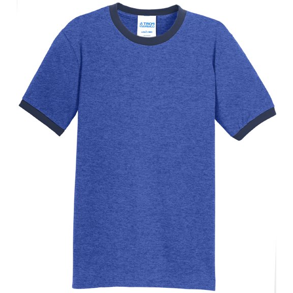 Mens Regular Guy Cotton/Poly Ringer Tee Shirt, Medium Heather Royal/Navy