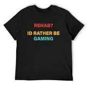 Mens Rehab I'D Be Rather Gaming Vintage Apparel T-Shirt Black Medium