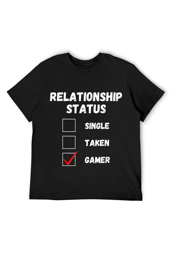 Mens Relationship Status Single Taken Gamer, Funny Gaming Lover T-Shirt Black