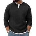 thumbnail image 1 of Mens Relax Fit Long Sleeve Waffle Knit Split Neck Fake Two Piece Pullover Colorblock Base Layer Undershirt Thermal Tops, 1 of 6